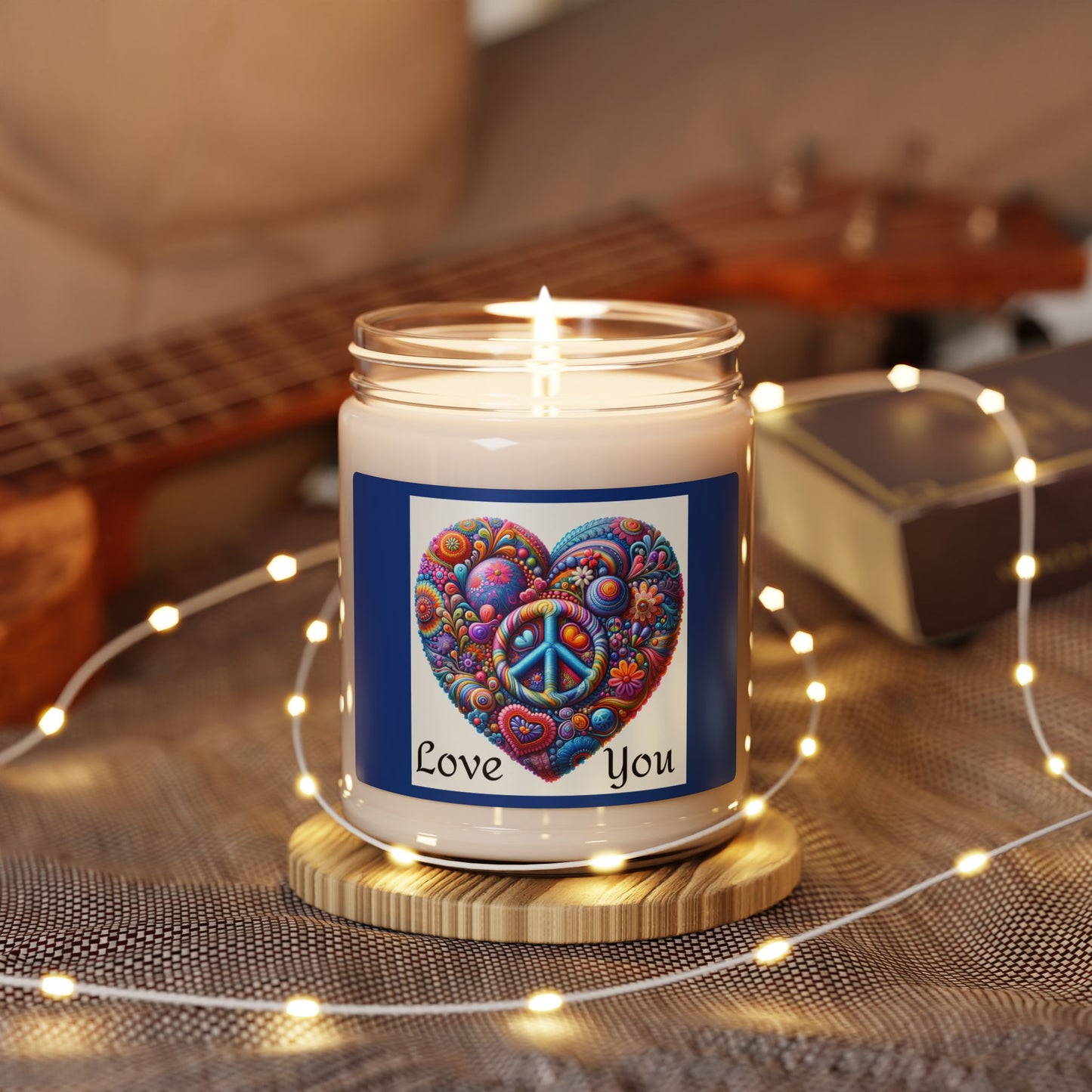 Soy Candle - Hippie Heart "Love You" Scented 9oz