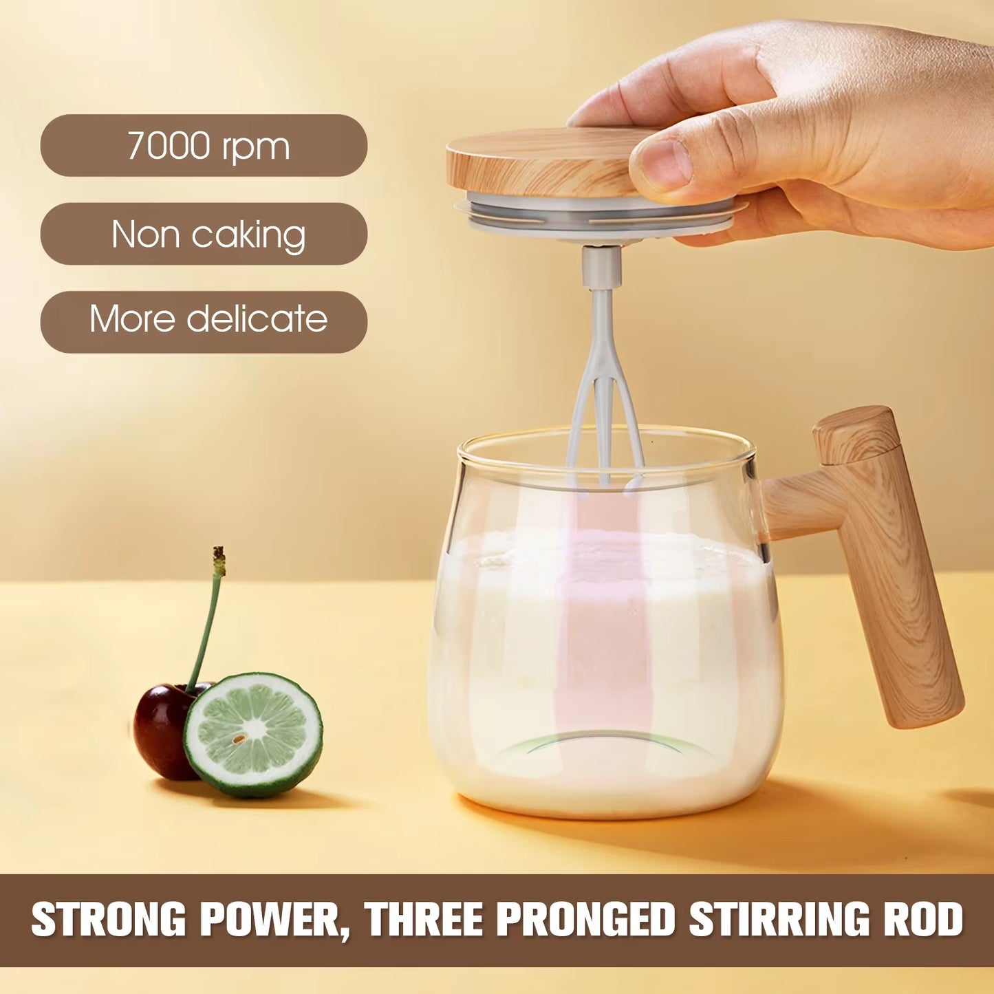 400ML Self-Stirring Mug – 7000RPM High-Speed Electric Mixing Cup | Waterproof Borosilicate Glass Auto Stir Mug for Coffee, Milk, Protein Shakes & More