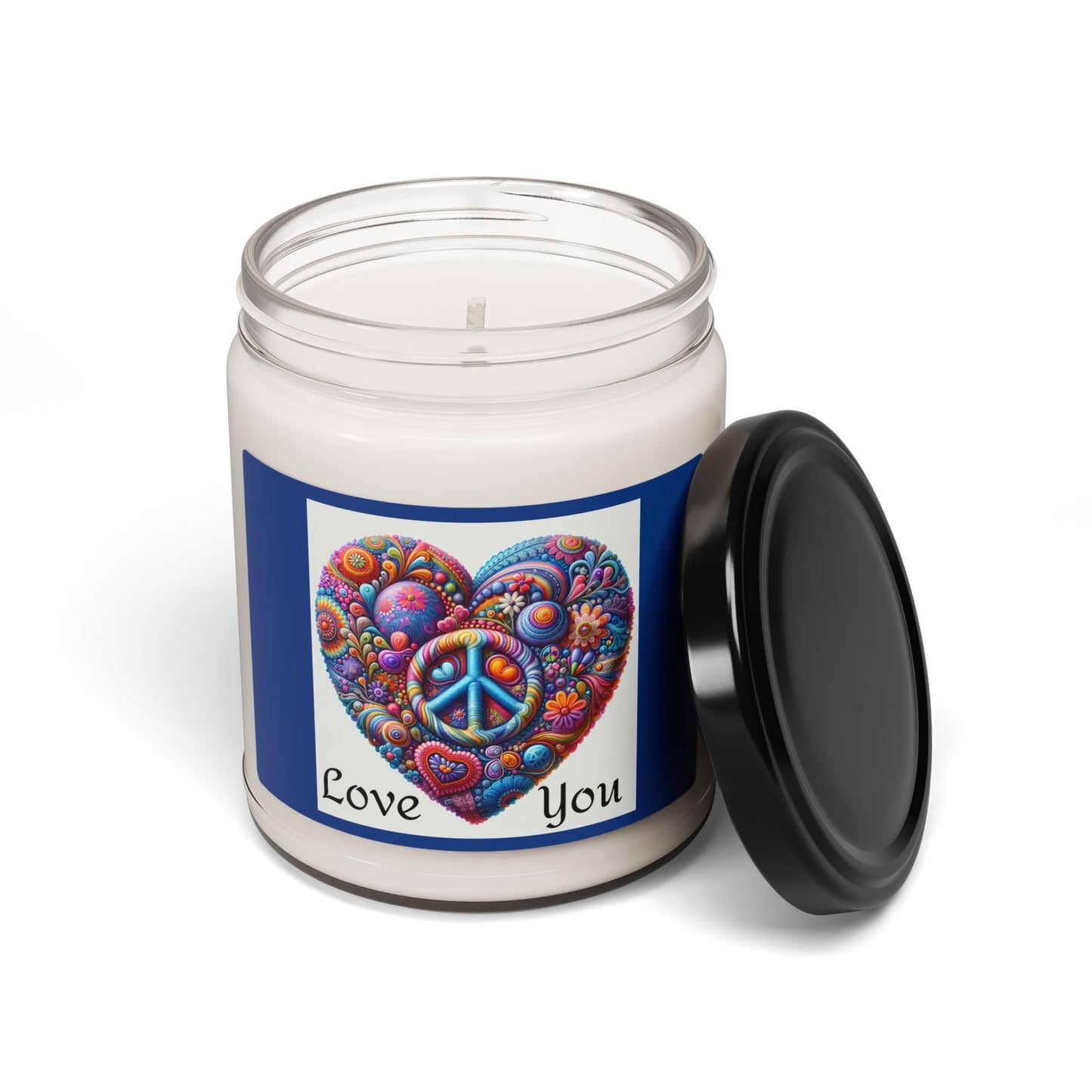 Soy Candle - Hippie Heart "Love You" Scented 9oz
