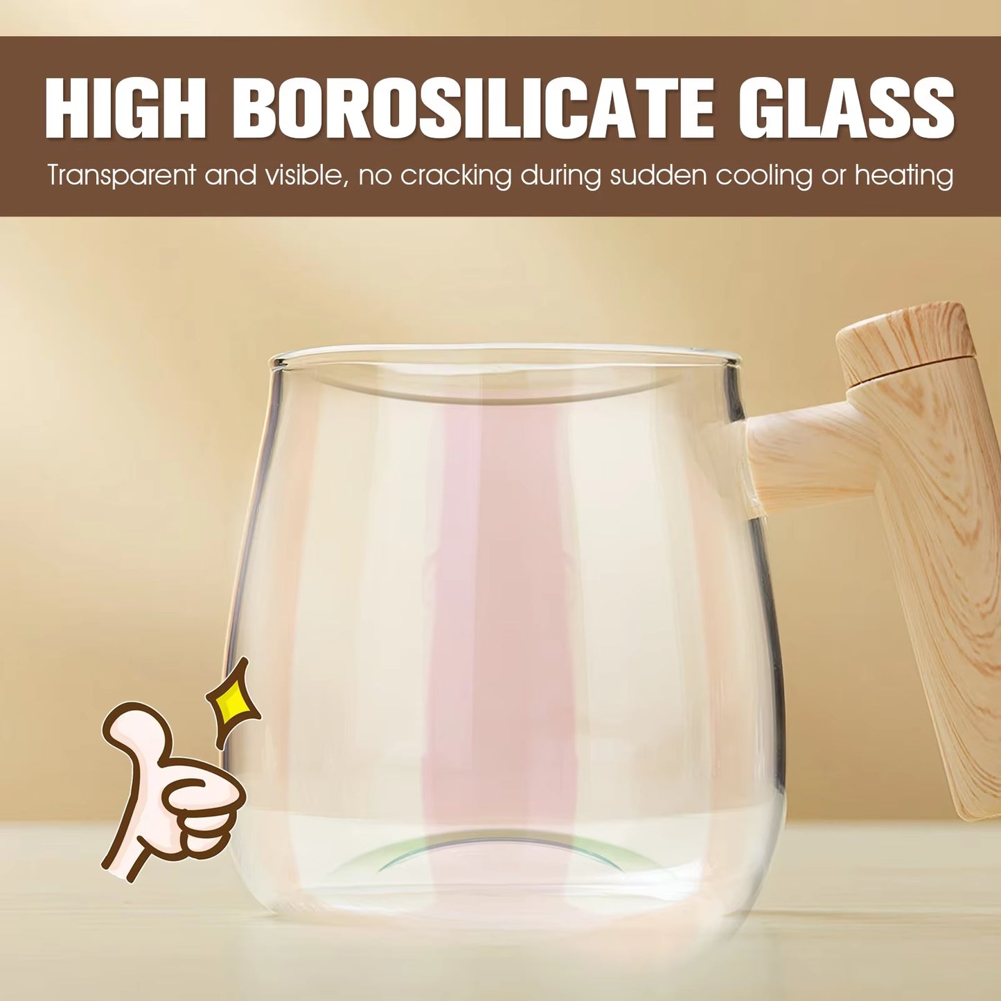 400ML Self-Stirring Mug – 7000RPM High-Speed Electric Mixing Cup | Waterproof Borosilicate Glass Auto Stir Mug for Coffee, Milk, Protein Shakes & More