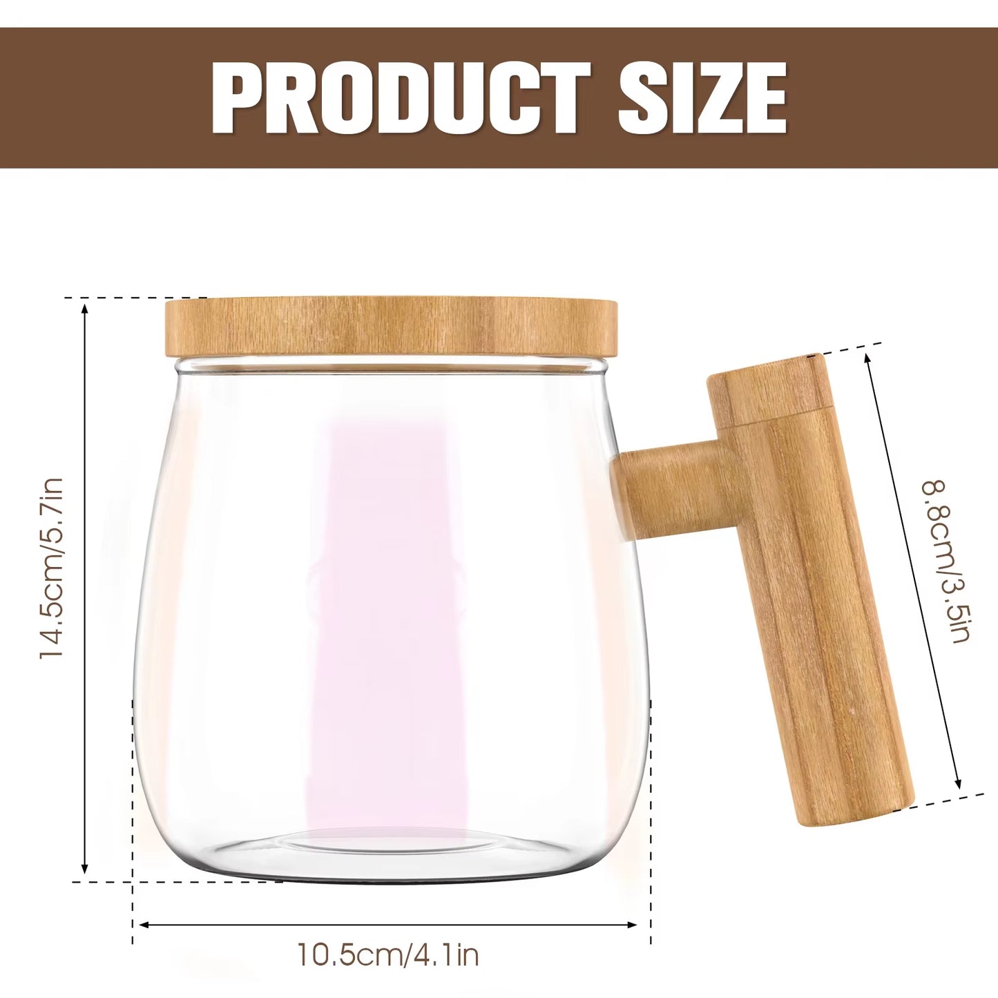400ML Self-Stirring Mug – 7000RPM High-Speed Electric Mixing Cup | Waterproof Borosilicate Glass Auto Stir Mug for Coffee, Milk, Protein Shakes & More