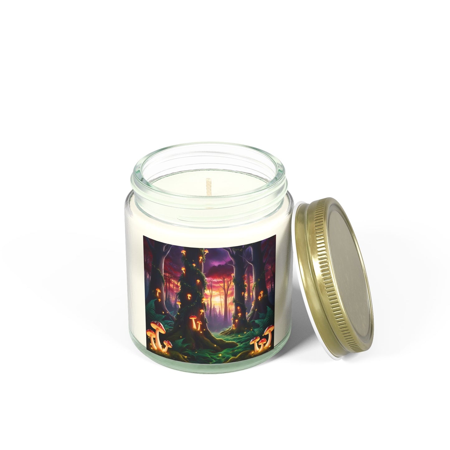 Scented Candles - Mystical Forest Coconut Apricot Wax (4oz, 9oz), Ethereal Mushrooms Design, Relaxing Candle, Home Decor, Aromatherapy