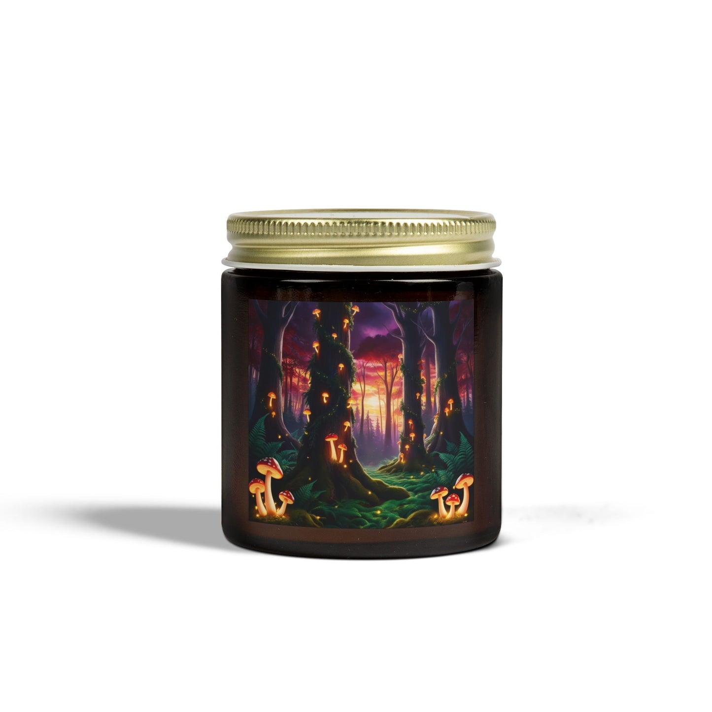 Scented Candles - Mystical Forest Coconut Apricot Wax (4oz, 9oz), Ethereal Mushrooms Design, Relaxing Candle, Home Decor, Aromatherapy