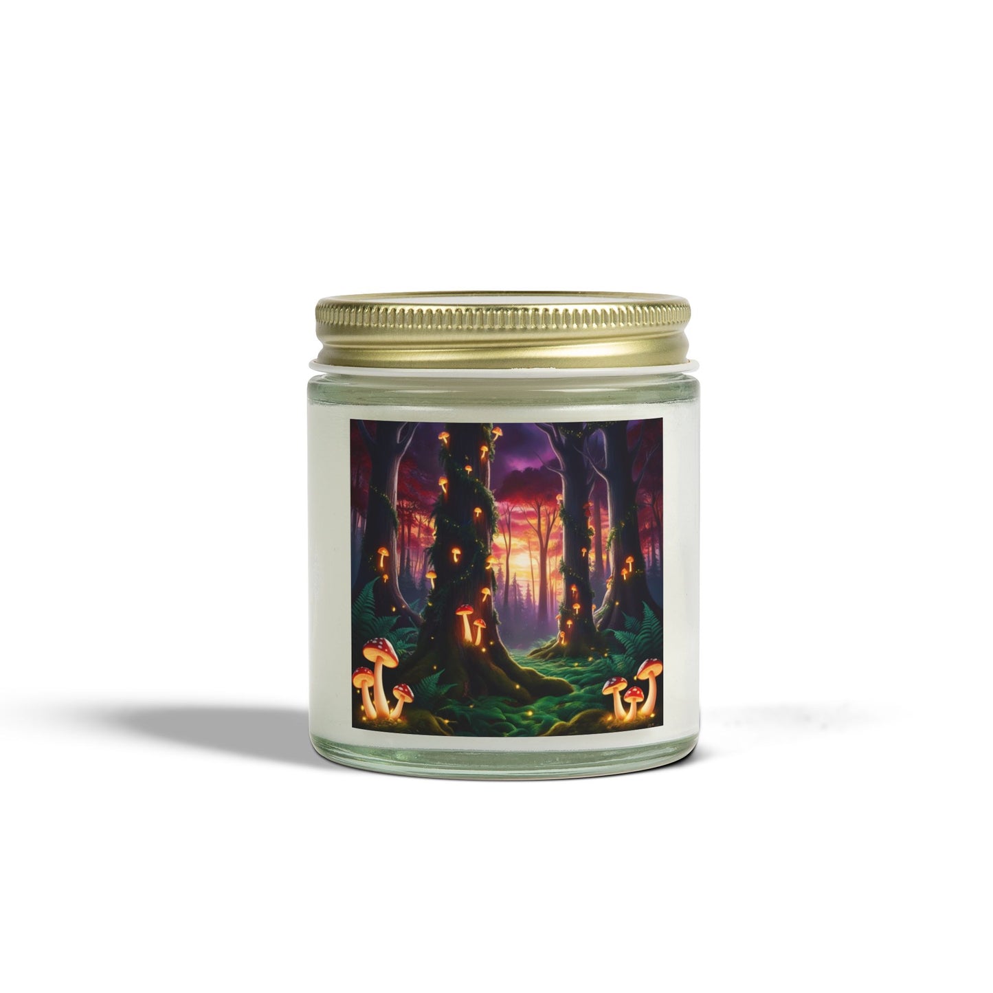 Scented Candles - Mystical Forest Coconut Apricot Wax (4oz, 9oz), Ethereal Mushrooms Design, Relaxing Candle, Home Decor, Aromatherapy