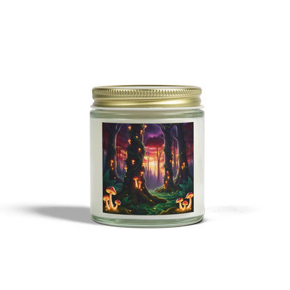 Scented Candles - Mystical Forest Coconut Apricot Wax (4oz, 9oz), Ethereal Mushrooms Design, Relaxing Candle, Home Decor, Aromatherapy