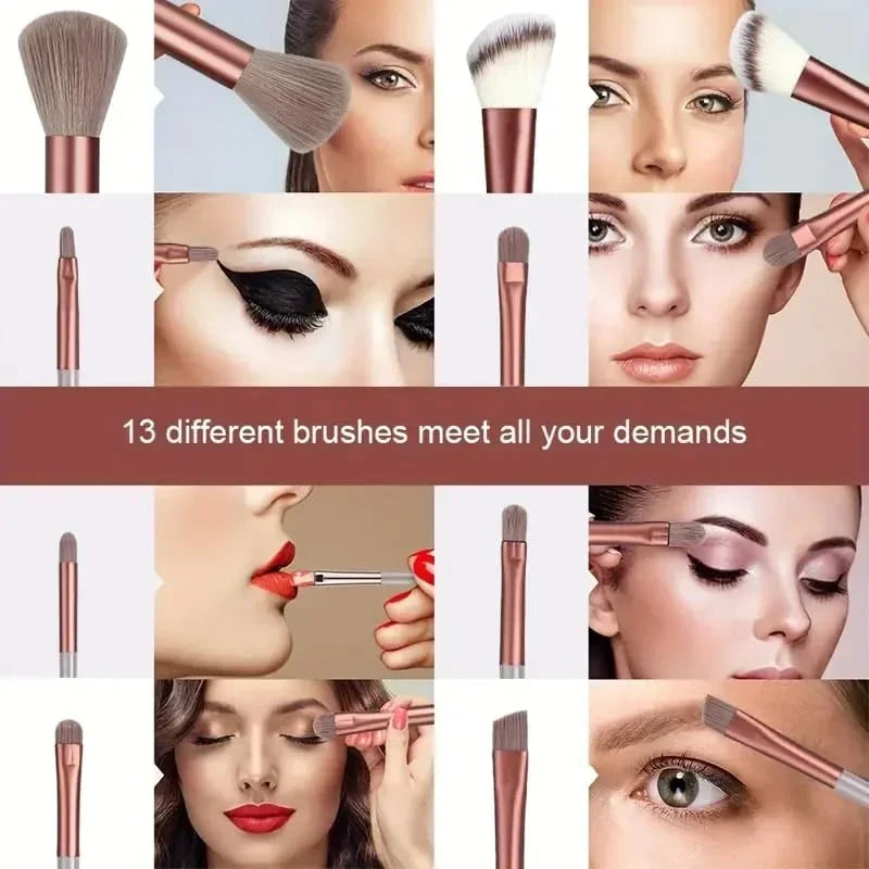 13-Piece Makeup Brush Set | Soft Synthetic Brushes for Face & Eyes